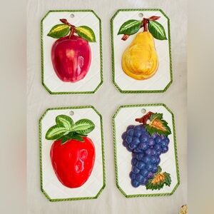 Vintage Japan Fruits Ceramic wall decor set of 4